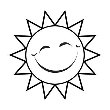Sun face line art design for print Stock Illustration