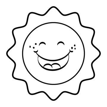 Sun face line art design for print Stock Illustration