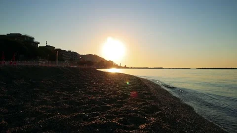 The sun faces the beach in the morning Stock Footage 161622670