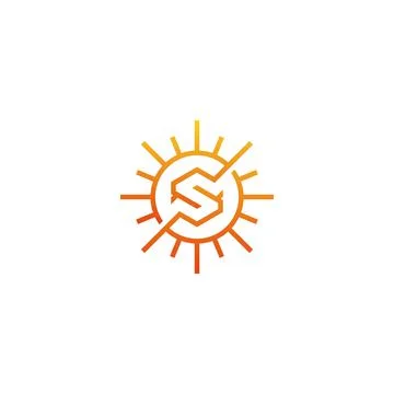 Sun in farm logo vector, Sun logo and symbol, sun illustration, s sun logo Stock Illustration