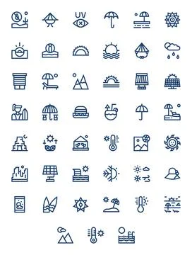 Sun featuring 45 Retina Ready Vector Icons in Bold Line Design Illustrazione stock