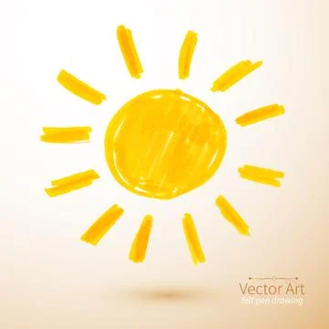 Sun. Felt pen drawing Stock Illustration