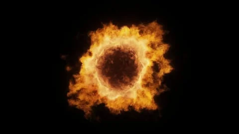 The sun-like fire sphere emits a tremendous amount of energy and flames. Stock Footage 255047570