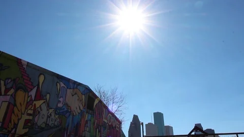 Sun Flare Graffiti Wall in Houston Video stock 89767423