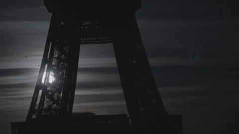 Sun Flare Through Eiffel Tower Ironwork Stock Footage 340546528