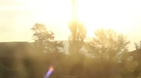 Sun Flashes on Train Window Stock Footage 46127901