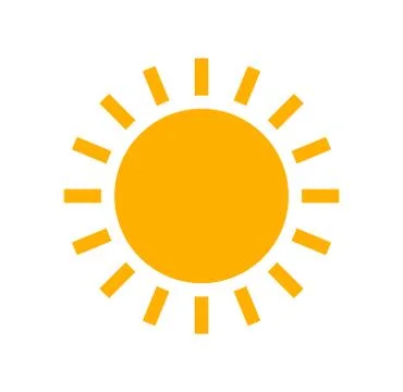 Sun flat design simple icon. Vector summer illustration. Stock Illustration