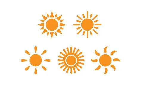 Sun flat icon set, abstract, sun icon set Stock Illustration