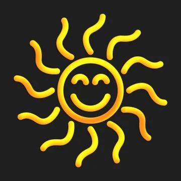 Sun with flexible rays in 3d style Stockillustratie