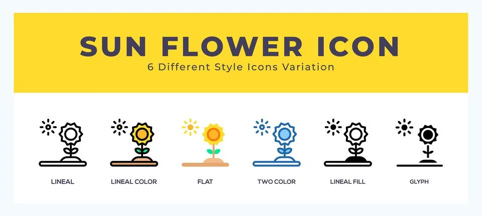 Sun flower pack of icons. vector illustration. Stock Illustration