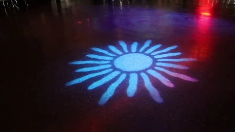Sun flower shape light reflects on the floor in the bar Video stock 82208470