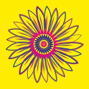 Sun flower style grunge decorative design art Stock Illustration