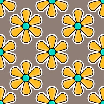Sun flowers blossom seamless pattern. repeat pattern background design Stock Illustration