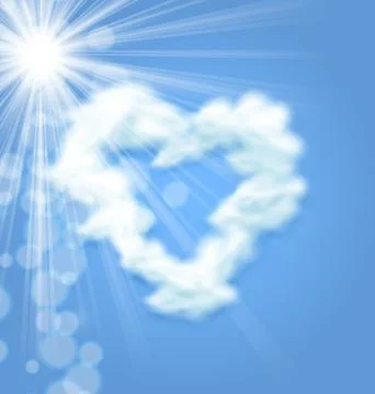 Sun Fluffy Cloud Shape Heart Love Symbol Stock Illustration