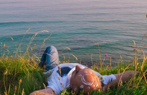 Sun on the forehead. Stock Photos