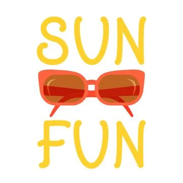 Sun fun - hand lettering design. Stock Illustration