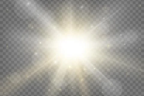 Sun glare realistic effect isolated on transparent background. Vector 스톡 일러스트