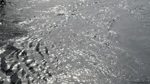 Sun glare on the river or lake water. Rapid river flow. Stock-Footage 128627288