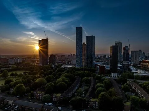 Sun glare at Sunset Stockfoto's