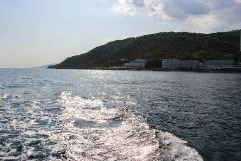 Sun glare on the waves. Photos