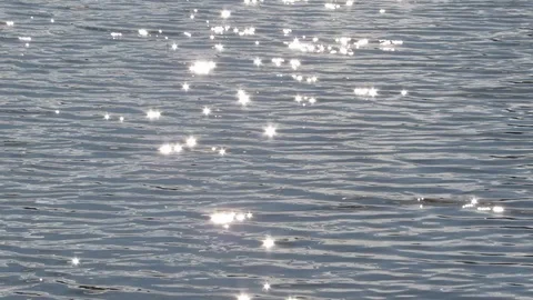 Sun glare on the waves of the river Stock Footage 129109961