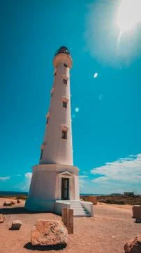 Sun glaring picture of the lighthouse. Stock Photos