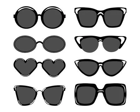 Sun glasses black silhouette vector flat element Stock Illustration