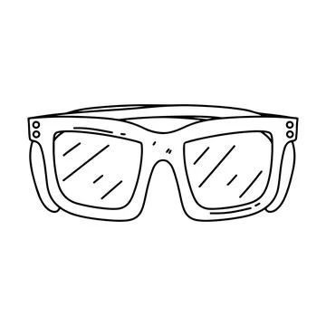 Sun glasses in hand draw doodle style. Isolated on a white background. Vector Stock Illustration