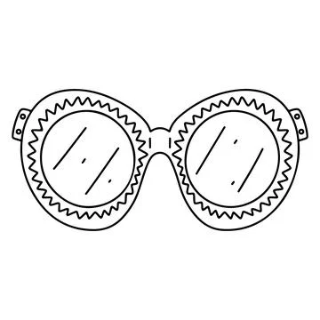 Sun glasses in hand draw doodle style. Isolated on a white background. Vector Stock Illustration
