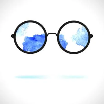 Sun glasses with reflection of clouds Stock Illustration