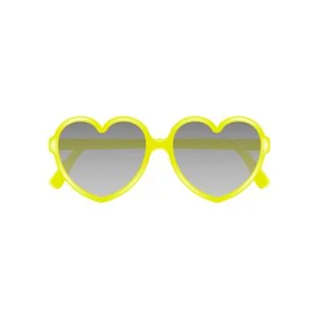 Sun glasses in shape of heart in yellow design Illustrazione stock