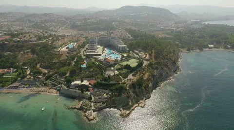 Sun glitters on the surface of the Aegean sea, bird's eye view Stock Footage 68727807