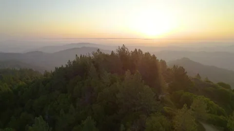 Sun going down in California Aerial footage Stock Footage 163189283