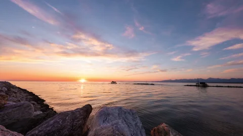 Sun Going Down The Horizon For Colorful Sunset Stock Footage 276311496