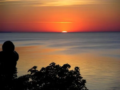 Sun going down over the horizon, jurmala, latvia Stock Photos