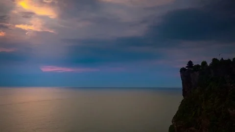 Sun Going Down Over Uluwatu Temple Bali Time Lapse Stock Footage 75021388