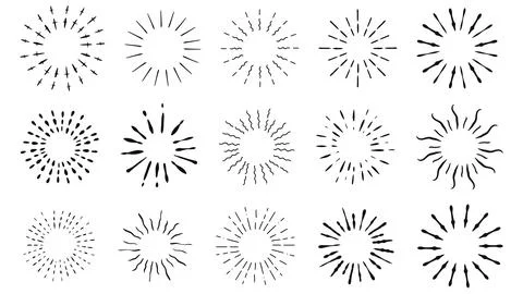 Sun graphic elements doodle sketch style Illustrazione stock