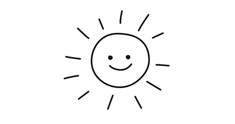 Sun graphic line hand drawn doodle animated. Abstract decorative happy sun Stock Footage 294719106