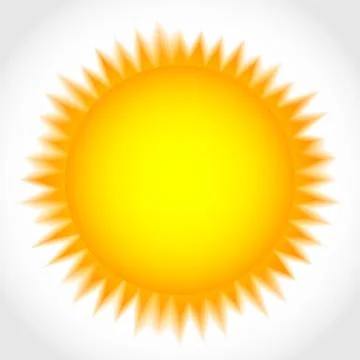 Sun graphics with transparent rays isolated on white. Stock Illustration