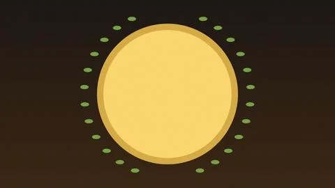 Sun with green dotted border glowing on dark background Stock Illustration