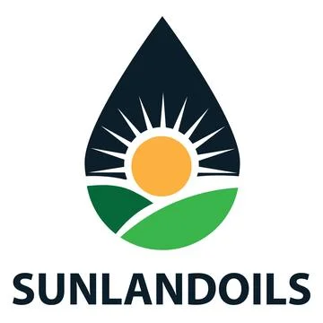 Sun, green fields, and oil drop Stock Illustration