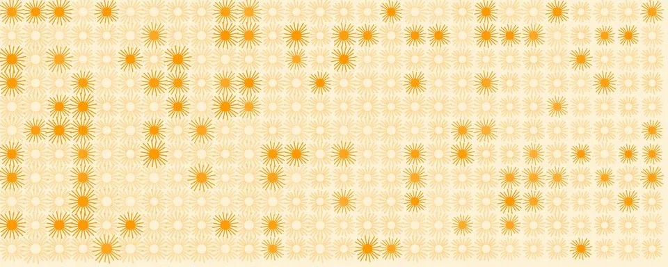 Sun Groovy Background Summer Geometric Pattern, Yellow Sunny Flower Texture for Stock Illustration