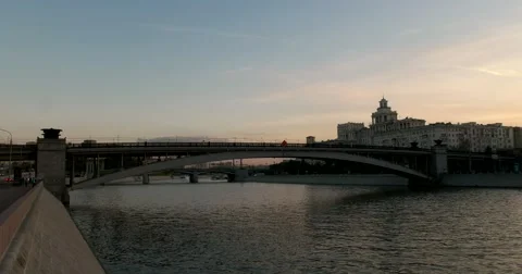 The sun had barely skimmed the surface of a river, Moscow sunset Stock Footage 67288424