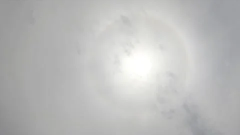 Sun halo ring n sunlight ray or sunbeam on dramatic cloudy sky Stock Footage 161150870