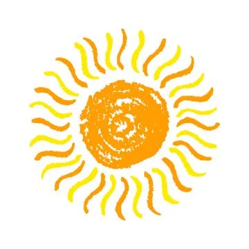 Sun hand drawn with crayon Stock Illustration
