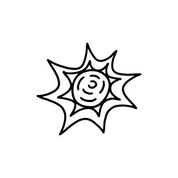 Sun hand drawn icon. Sun ink line scribble, vector simple illustration. Warm Stock Illustration