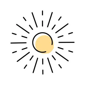 Sun hand drawn symbol with warm rays Stock Illustration