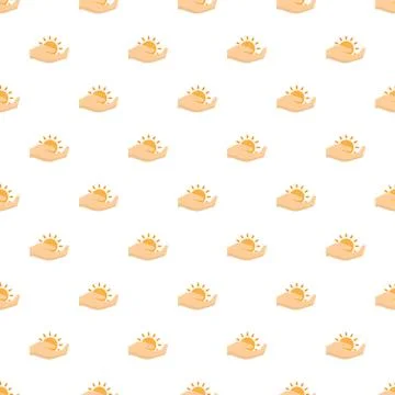 Sun in hand pattern seamless vector Stock Illustration