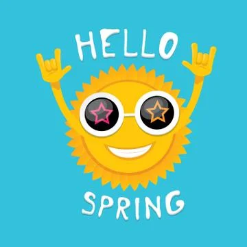 Sun hand rock n roll icon vector . Spring Stock Illustration