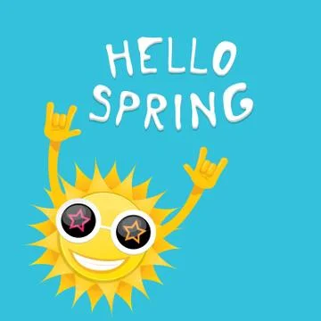 Sun hand rock n roll icon vector . Spring Stock Illustration